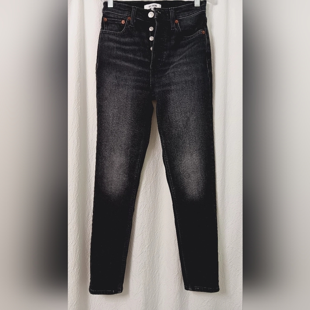 RE/DONE Women's Jeans 90s High Rise Ankle Crop Black Size 25